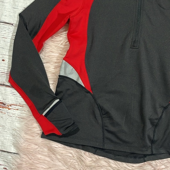 Brooks Running Vapor Dry 2 1/2 Zip Red Black Long Sleeve Activewear Running - Picture 5 of 9
